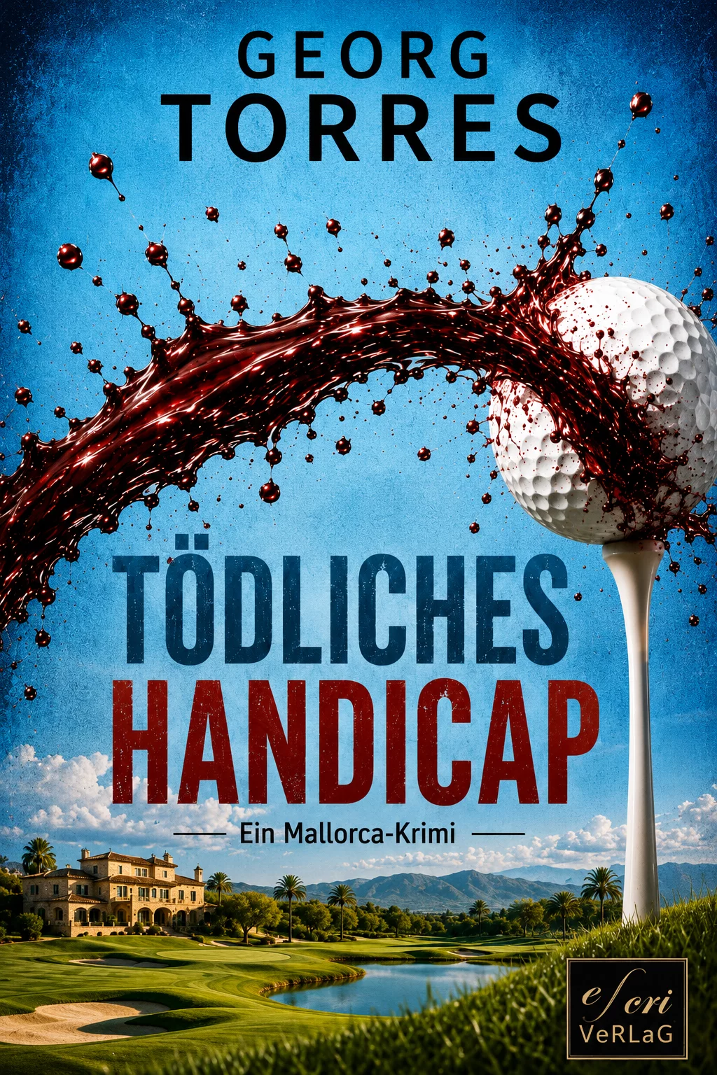 Originalcover Tödliches Handicap von Georg Torres: Golfball vor mallorquinischem Golfplatz